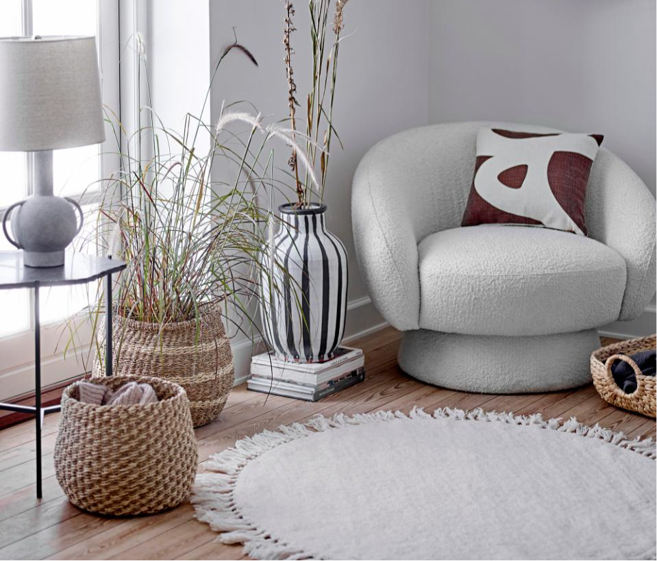 Lenea rundt gulvteppe i ull - offwhite Ø110