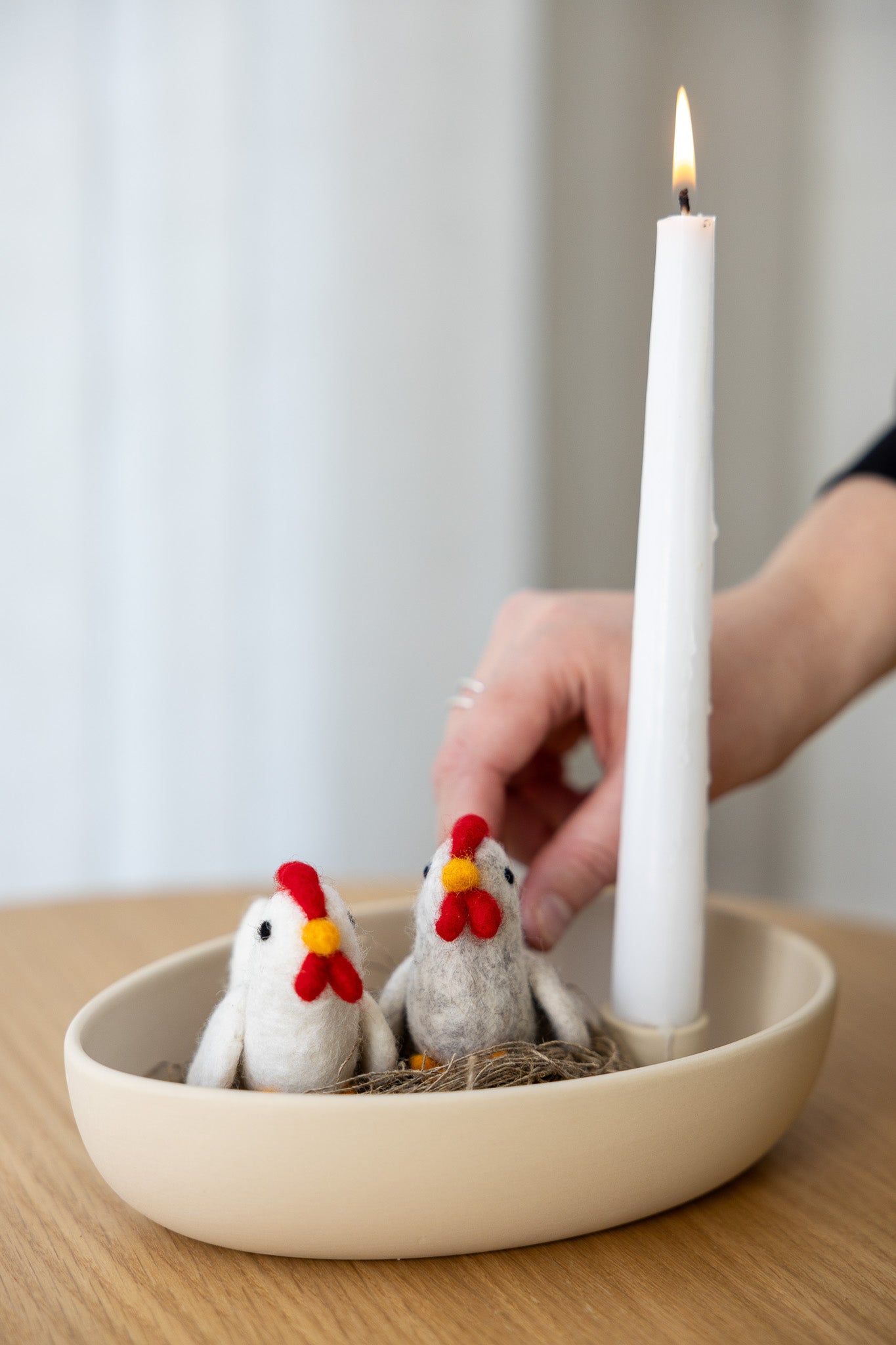 Lidatorp Oval lysestake - Matt beige