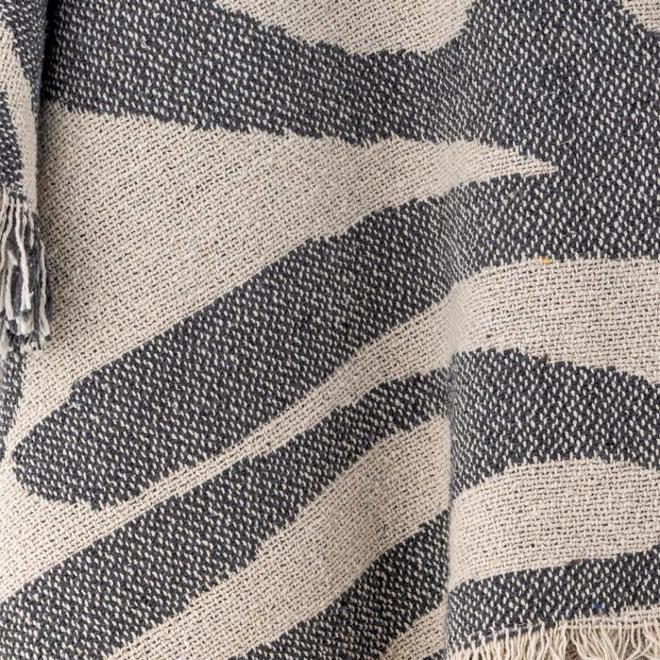 Alk pledd i resirkulert bomull - Gråblå