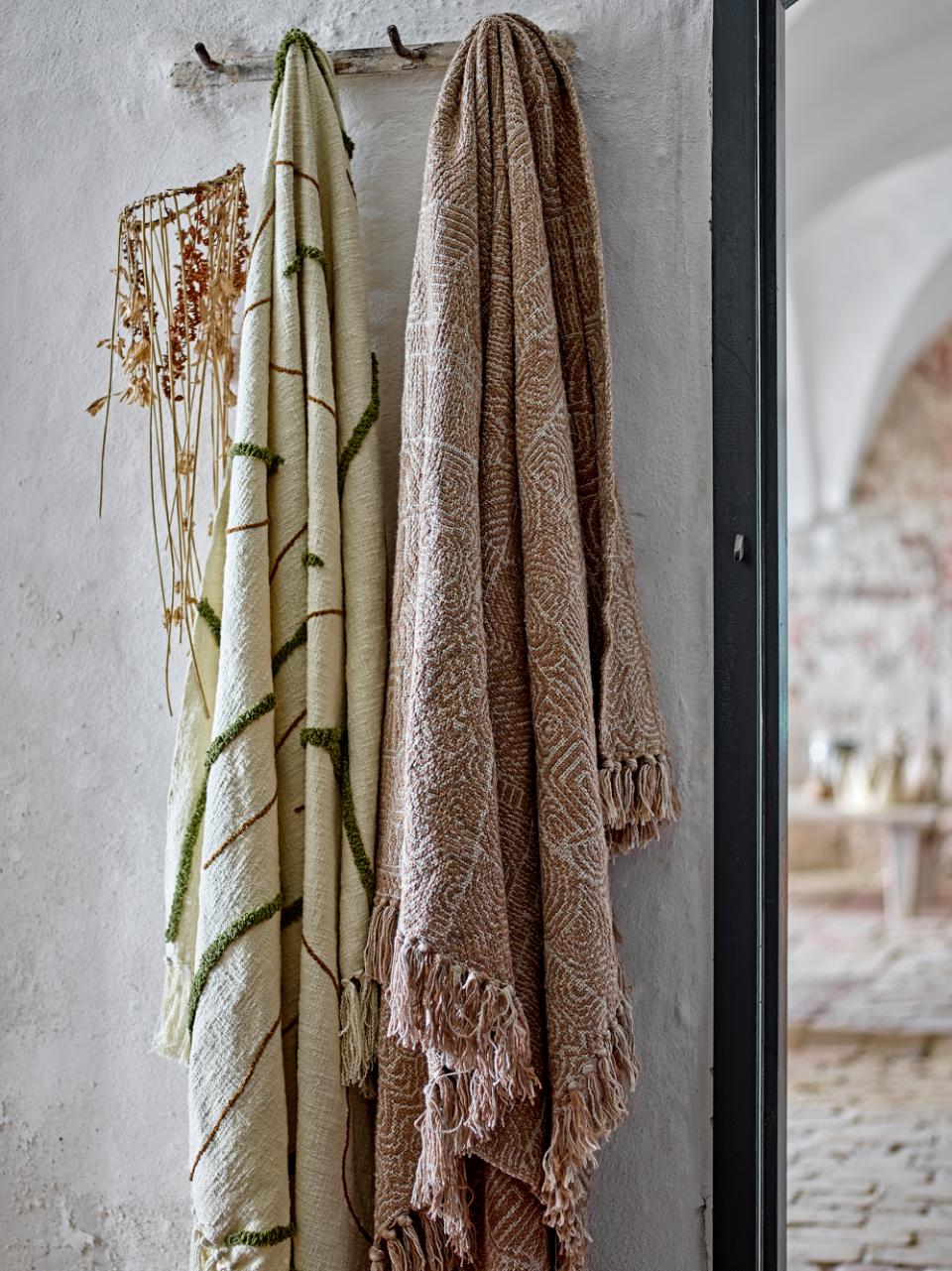 Bresso pledd i resirkulert bomull - Brun/Beige