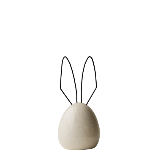 Hare påskepynt, Keramikk m/stålører - Vanilla