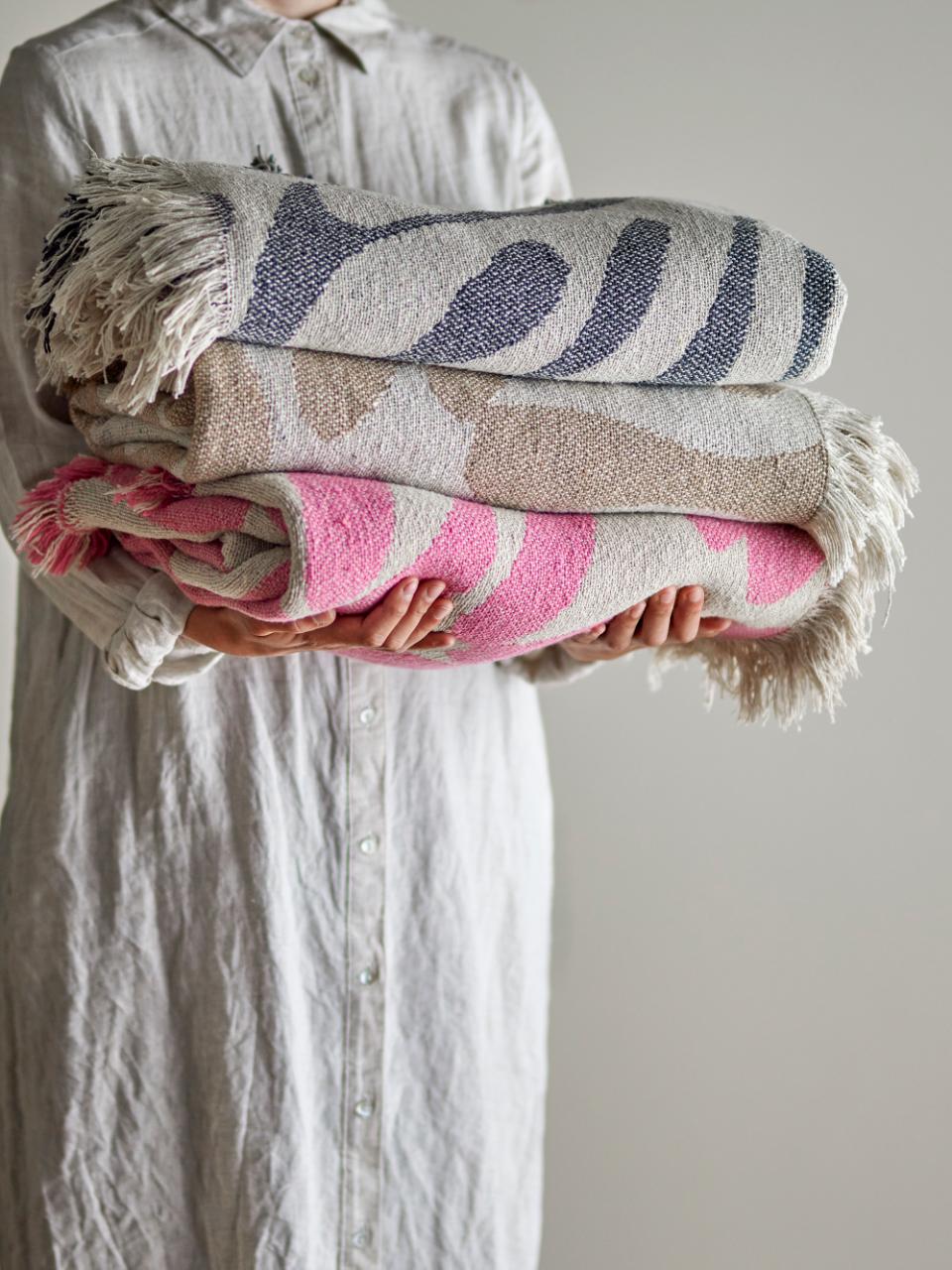 Alk pledd i resirkulert bomull - Beige