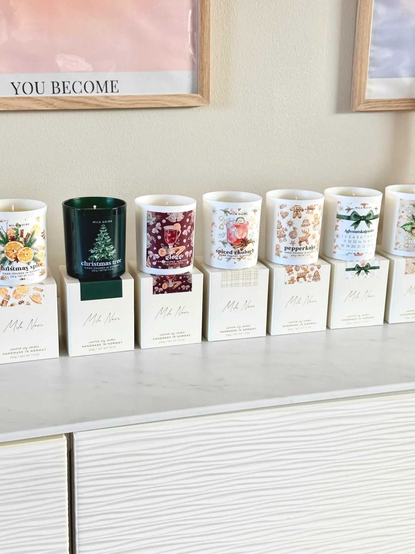 Julekalender duftlys - Hvitt glass