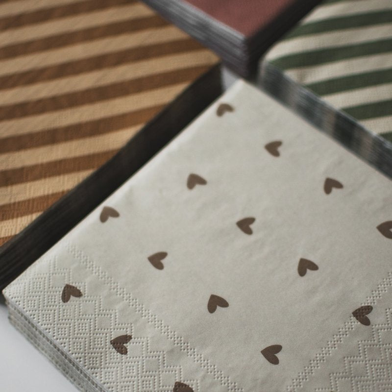 Servietter - Beige m/hjerter