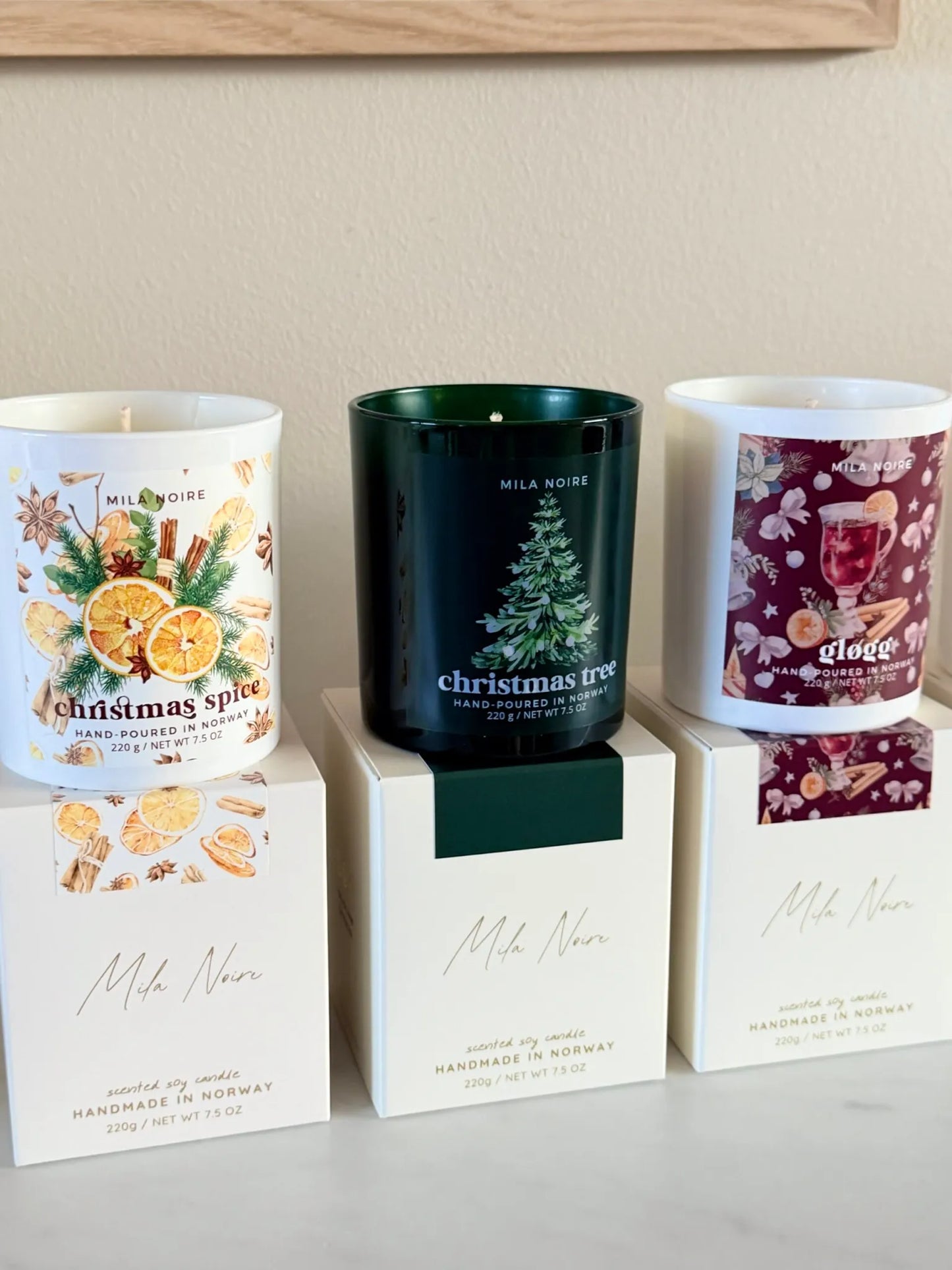 Christmas Spice duftlys - Hvitt glass