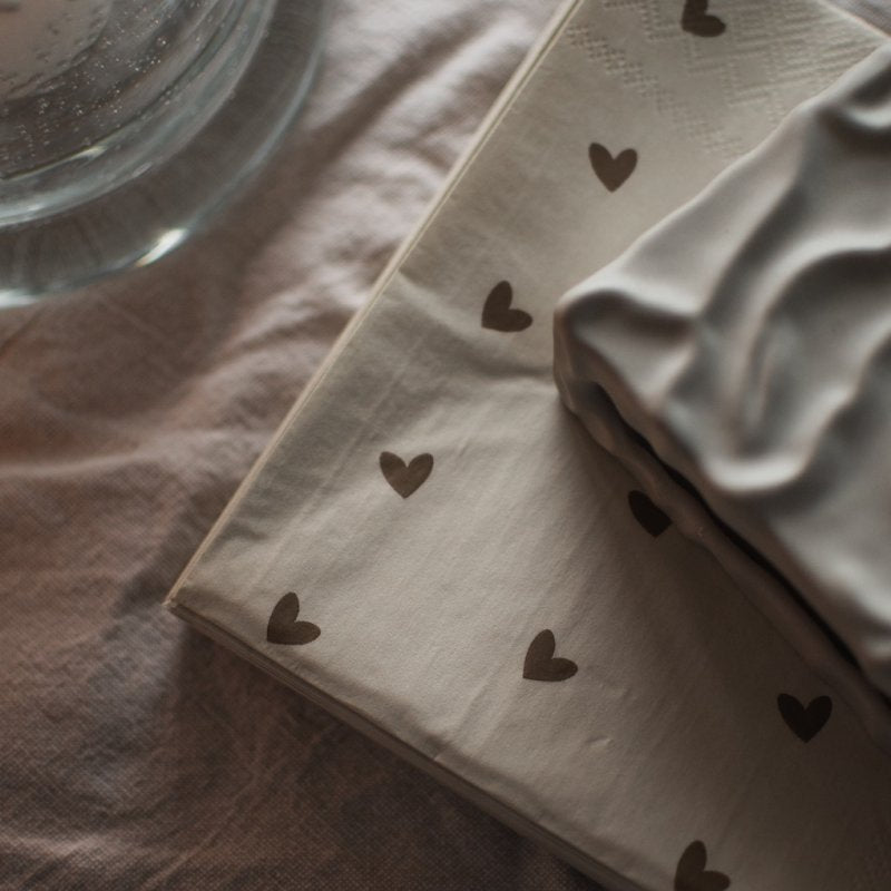 Servietter - Beige m/hjerter