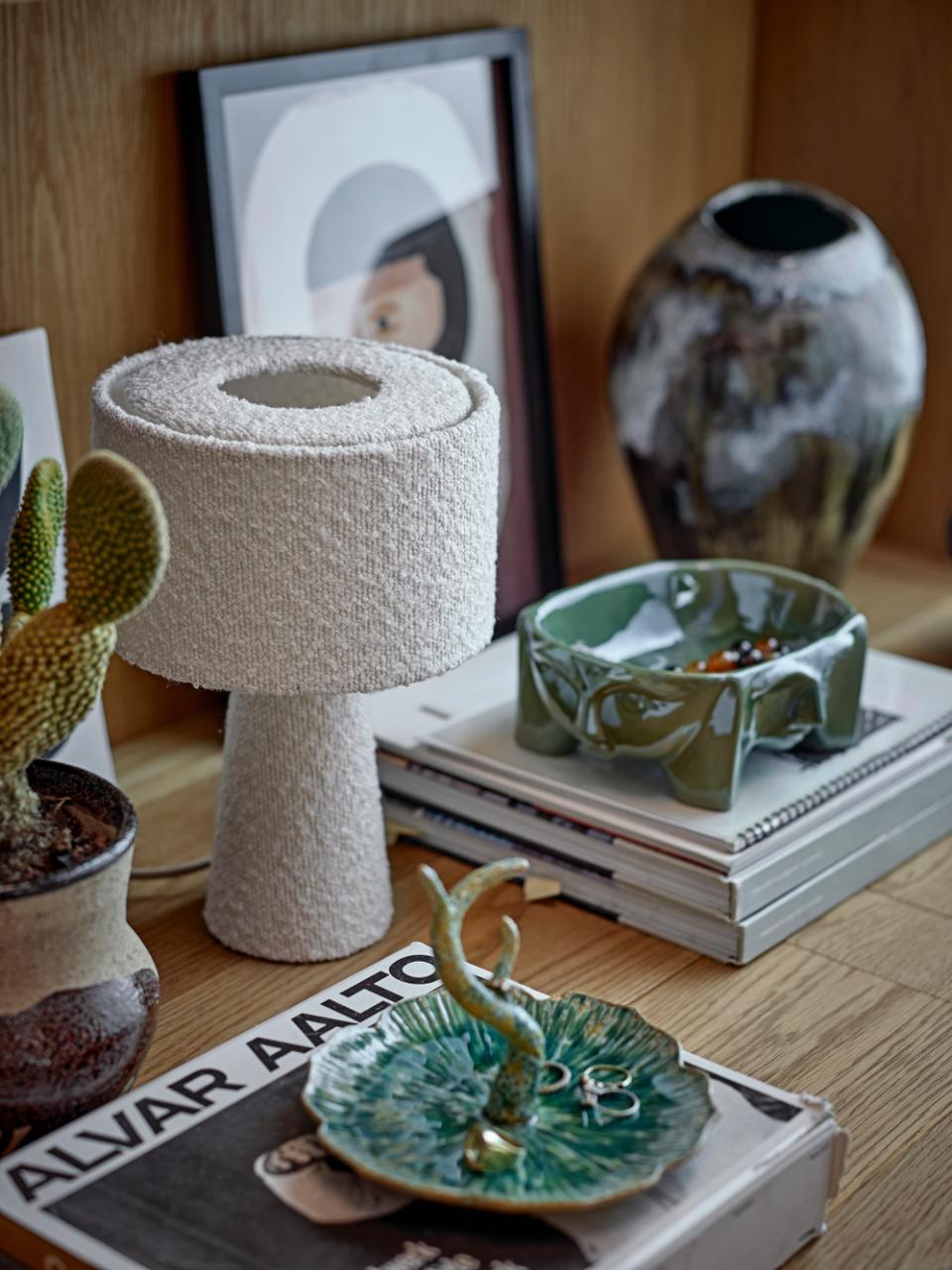 Emmie bordlampe H30cm - Hvit Boucle