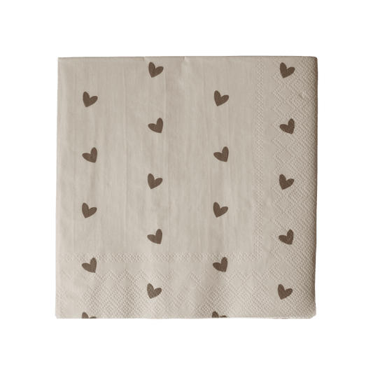 Servietter - Beige m/hjerter