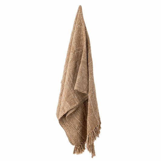 Bresso pledd i resirkulert bomull - Brun/Beige