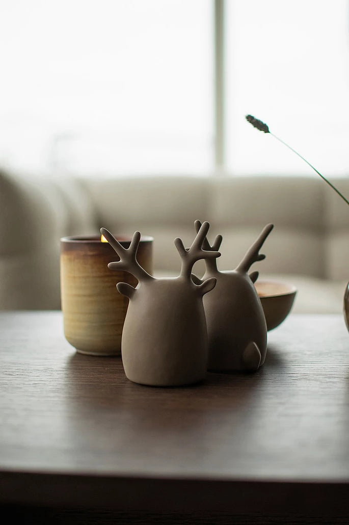 Deer twins i 2 deler, H11cm - Dust