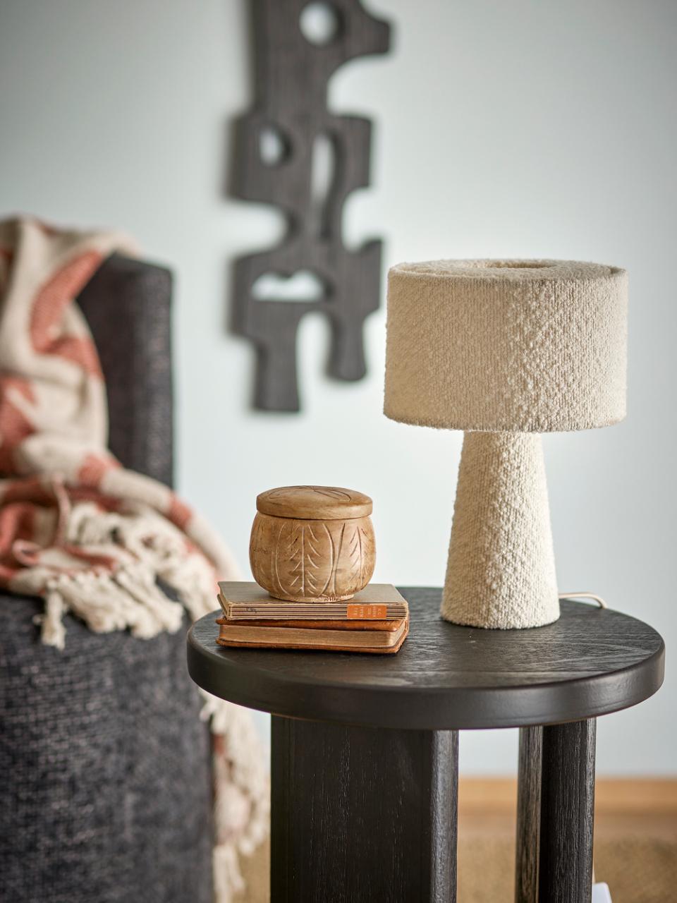 Emmie bordlampe H30cm - Hvit Boucle