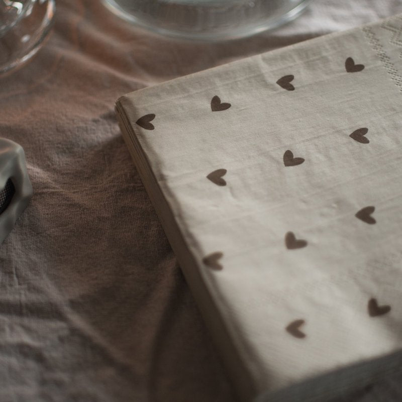 Servietter - Beige m/hjerter