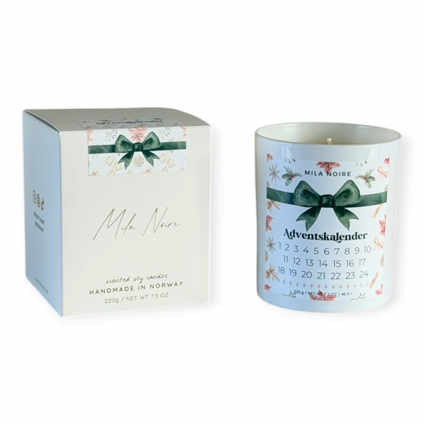 Julekalender duftlys - Hvitt glass