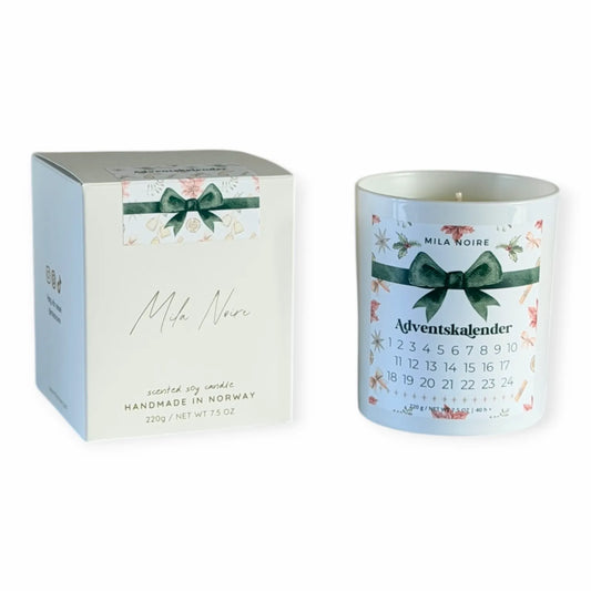 Julekalender duftlys - Hvitt glass