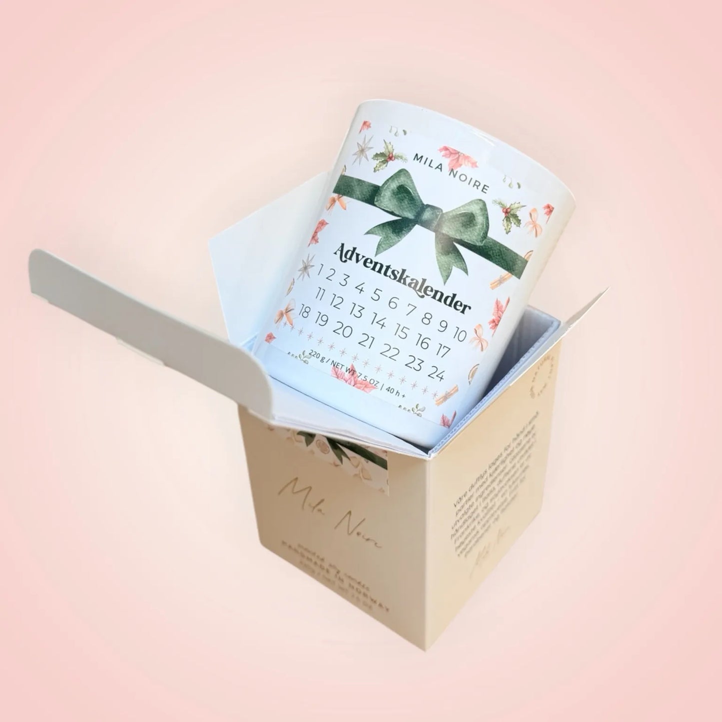 Julekalender duftlys - Hvitt glass