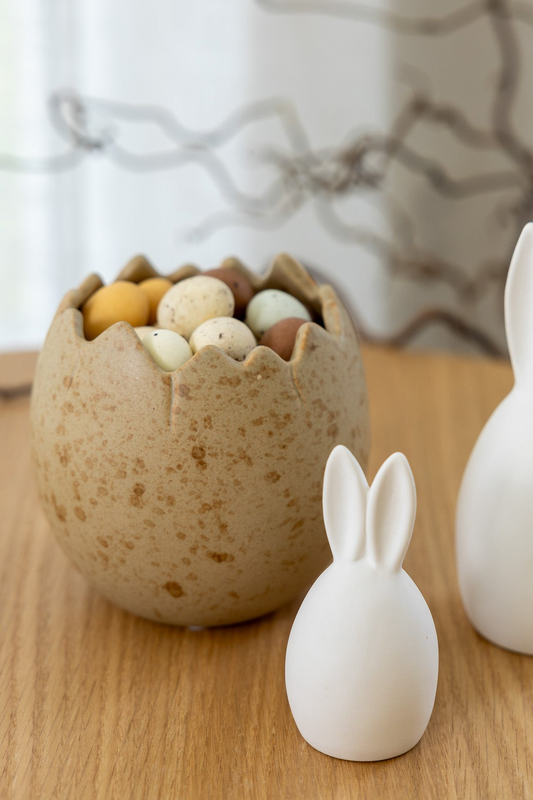 Lyckeby - Håndlaget liten krukke, Mosegrønn egg