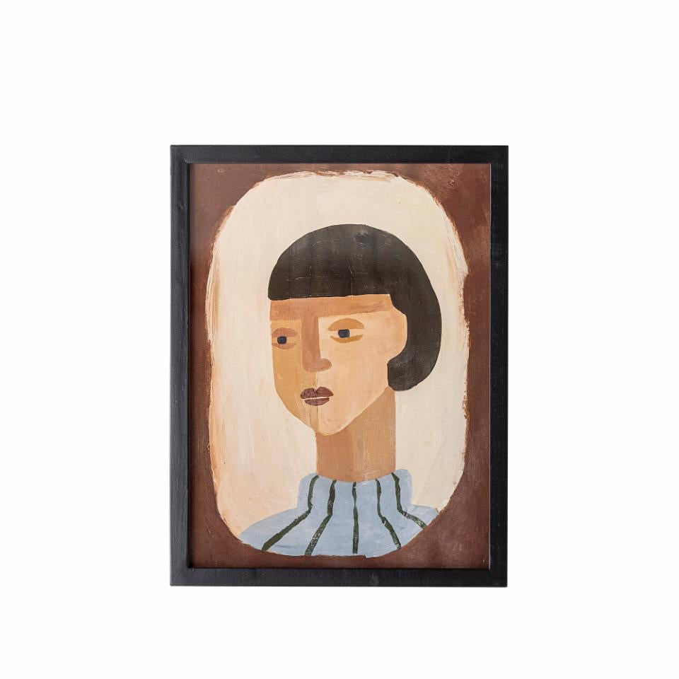 Amanda illustrasjon m/ramme i furu - 32x42cm - Brun