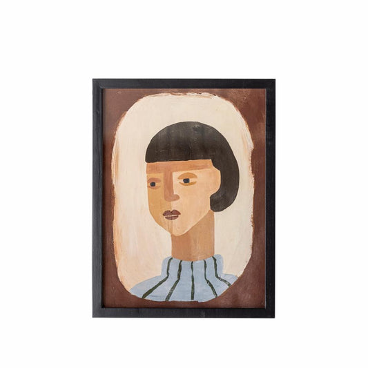 Amanda illustrasjon m/ramme i furu - 32x42cm - Brun