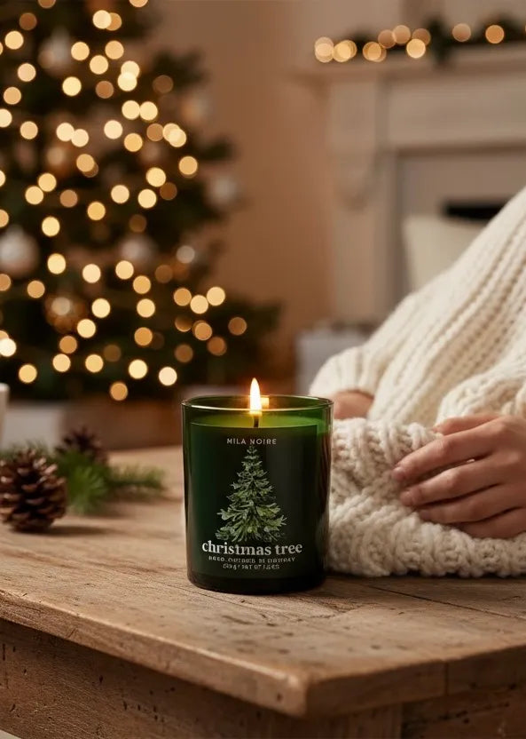 Juletre duftlys - Grønt glass