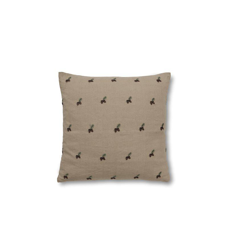 Acorn putetrekk - Beige med broderte eikenøtter