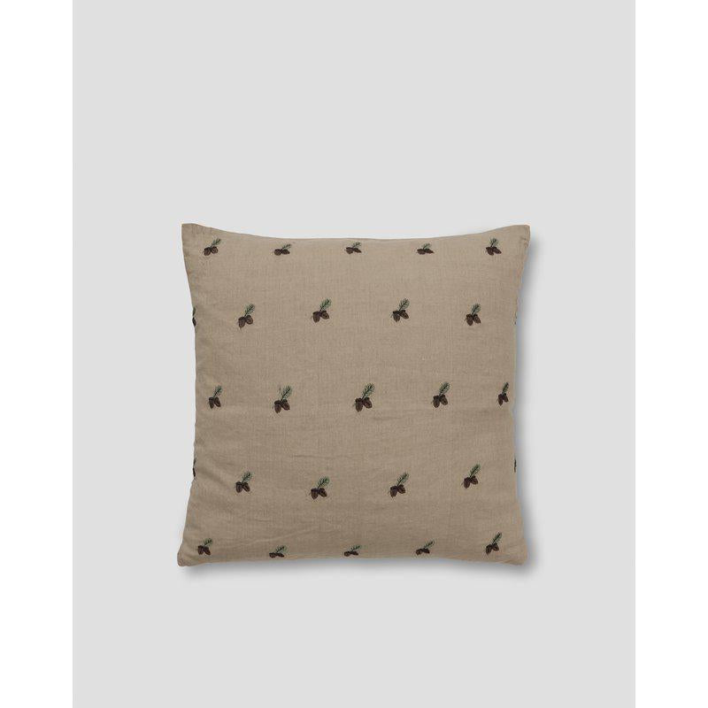 Acorn putetrekk - Beige med broderte eikenøtter